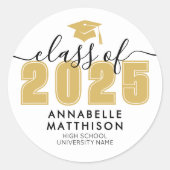 Afstuderen Geel Afstudeerplechtigheid Ronde Sticker (Voorkant)