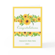 Afstuderen Geel Bloemen Naam Jaar Gefeliciteerd