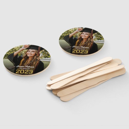 Afstuderen Geel Script Afstudeerder Foto Modern Pa Handwaaier (Niet-gemonteerd)