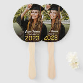 Afstuderen Geel Script Afstudeerder Foto Modern Pa Handwaaier (Voorkant en achterkant)