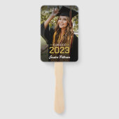 Afstuderen Geel Script Afstudeerder Foto Modern Pa Handwaaier (Achterkant)