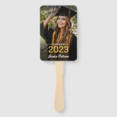 Afstuderen Geel Script Afstudeerder Foto Modern Pa Handwaaier (Voorkant)