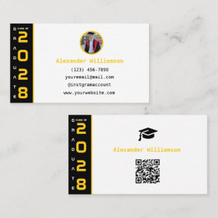 Afstuderen Geel Zwart QR Code Moderne Afstuderen Contactkaartje