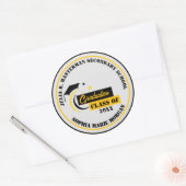 Afstuderen Geel Zwart Wit Afstuderen Classic Ronde Sticker (Envelop)
