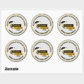 Afstuderen Geel Zwart Wit Afstuderen Classic Ronde Sticker (Vel)