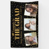 Afstuderen Gefackt 3 Foto's Gold Glitter Confetti Spandoek (Verticaal)