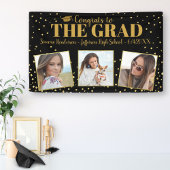 Afstuderen Gefackt 3 Foto's Gold Glitter Confetti Spandoek