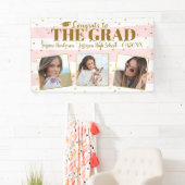 Afstuderen Gefackt 3 Foto's Gold Glitter Stripes Spandoek (Insitu)