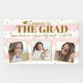 Afstuderen Gefackt 3 Foto's Gold Glitter Stripes Spandoek (Horizontaal)