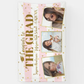 Afstuderen Gefackt 3 Foto's Gold Glitter Stripes Spandoek (Verticaal)