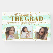 Afstuderen Gefackt 3 Foto's Gold Glitter Stripes Spandoek (Horizontaal)