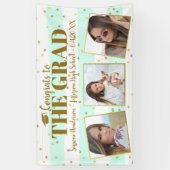 Afstuderen Gefackt 3 Foto's Gold Glitter Stripes Spandoek (Verticaal)