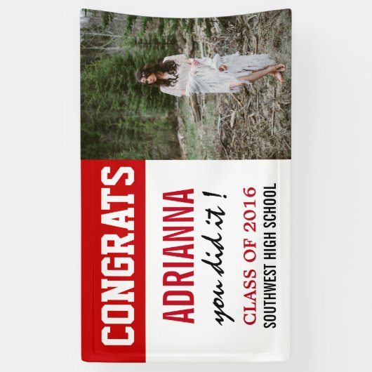 Afstuderen Gefackt Foto rood wit Spandoek (Verticaal)