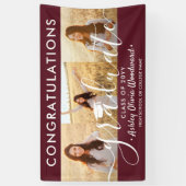 Afstuderen Gefeliciteerd 3 Foto Collage Maroon & W Spandoek (Verticaal)