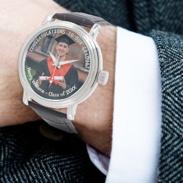 Afstuderen Gefeliciteerd Aangepaste fotoherinnerin Horloge