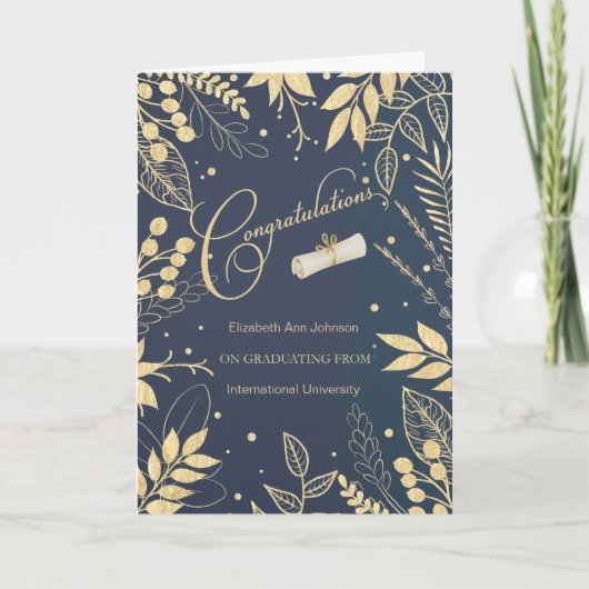 Afstuderen Gefeliciteerd aangepaste naam en school Kaart (Voorkant)