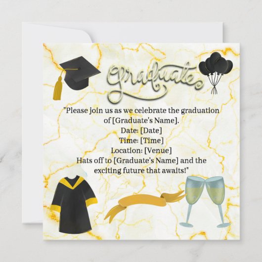 Afstuderen Gefeliciteerd Academisch pet en gans Save The Date (Achterkant)