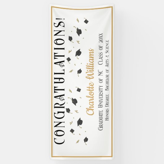 Afstuderen Gefeliciteerd Banner met naam (Verticaal)