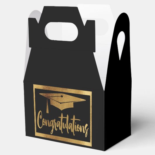 Afstuderen Gefeliciteerd Black Faux Gold Classic Bedankdoosjes (Geopend)