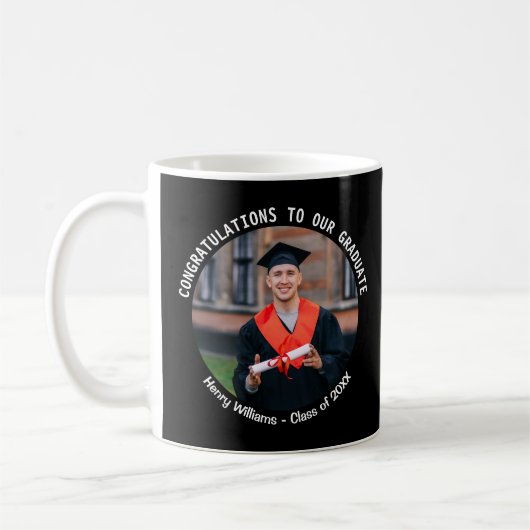 Afstuderen Gefeliciteerd Black Keepsake Foto Koffiemok (Links)