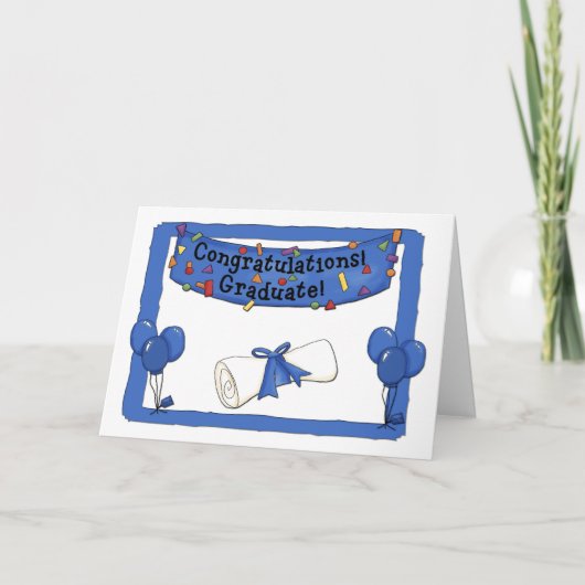 Afstuderen Gefeliciteerd blauw Kaart (Voorkant)