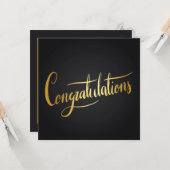 Afstuderen Gefeliciteerd Classic Zwart en Goud Kaart (Voorkant / Achterkant in situ)