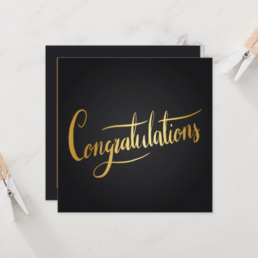 Afstuderen Gefeliciteerd Classic Zwart en Goud Kaart (Voorkant / Achterkant in situ)