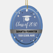 Afstuderen Gefeliciteerd Confetti blauw Keramisch Ornament (Rechts)