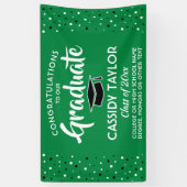 Afstuderen Gefeliciteerd Confetti Groen Wit en Zwa Spandoek (Verticaal)