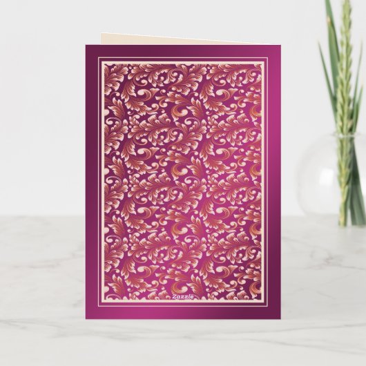 Afstuderen gefeliciteerd Damask Plum Pink Card Bedankkaart (Achterkant)