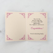 Afstuderen gefeliciteerd Damask Plum Pink Card Bedankkaart (Binnen)