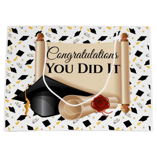 Afstuderen gefeliciteerd dat je het hebt gedaan groot cadeauzakje (Voorkant)