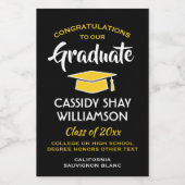 Afstuderen Gefeliciteerd Elegant Black Gold Yellow Wijn Etiket (Enkel label)