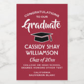 Afstuderen Gefeliciteerd Elegant Rood Wit Zwart Mi Wijn Etiket (Enkel label)