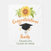 Afstuderen gefeliciteerd Floral Sunflower Fleece Deken (Voorkant)