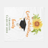 Afstuderen gefeliciteerd Floral Sunflower Fleece Deken (Voorkant (Horizontaal))