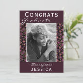 Afstuderen Gefeliciteerd Flower Pattern Photo Afst Kaart (Staand voorkant)