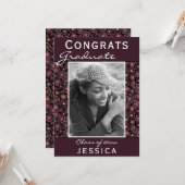 Afstuderen Gefeliciteerd Flower Pattern Photo Afst Kaart (Voorkant / Achterkant in situ)