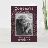 Afstuderen Gefeliciteerd Flower Pattern Photo Afst Kaart (Voorkant)