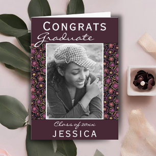 Afstuderen Gefeliciteerd Flower Pattern Photo Afst Kaart