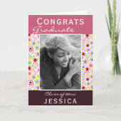 Afstuderen Gefeliciteerd Flower Pattern Photo Afst Kaart (Voorkant)