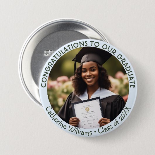 Afstuderen Gefeliciteerd Foto Afstuderen Keepsake Ronde Button 7,6 Cm (Voorkant /achterkant)