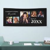 Afstuderen Gefeliciteerd Foto Black Modern Spandoek (Beurs)