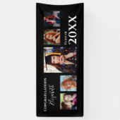 Afstuderen Gefeliciteerd Foto Black Modern Spandoek (Verticaal)
