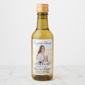 Afstuderen Gefeliciteerd Foto Black Script Mini Wijn Etiket (Voorkant)