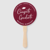 Afstuderen Gefeliciteerd Foto Burgundy Handwaaier (Voorkant)