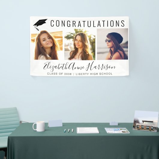 Afstuderen Gefeliciteerd Foto Collage Welkom Spandoek (Beurs)