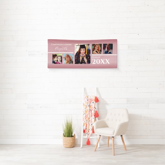 Afstuderen gefeliciteerd Foto roze Spandoek (Insitu)