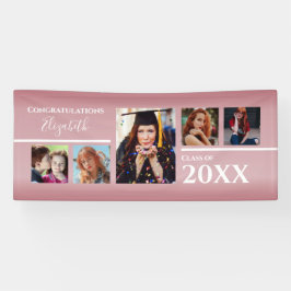 Afstuderen gefeliciteerd Foto roze Spandoek