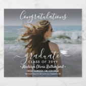 Afstuderen Gefeliciteerd Foto & witboek Sparkling Wijnetiket (Enkel label)